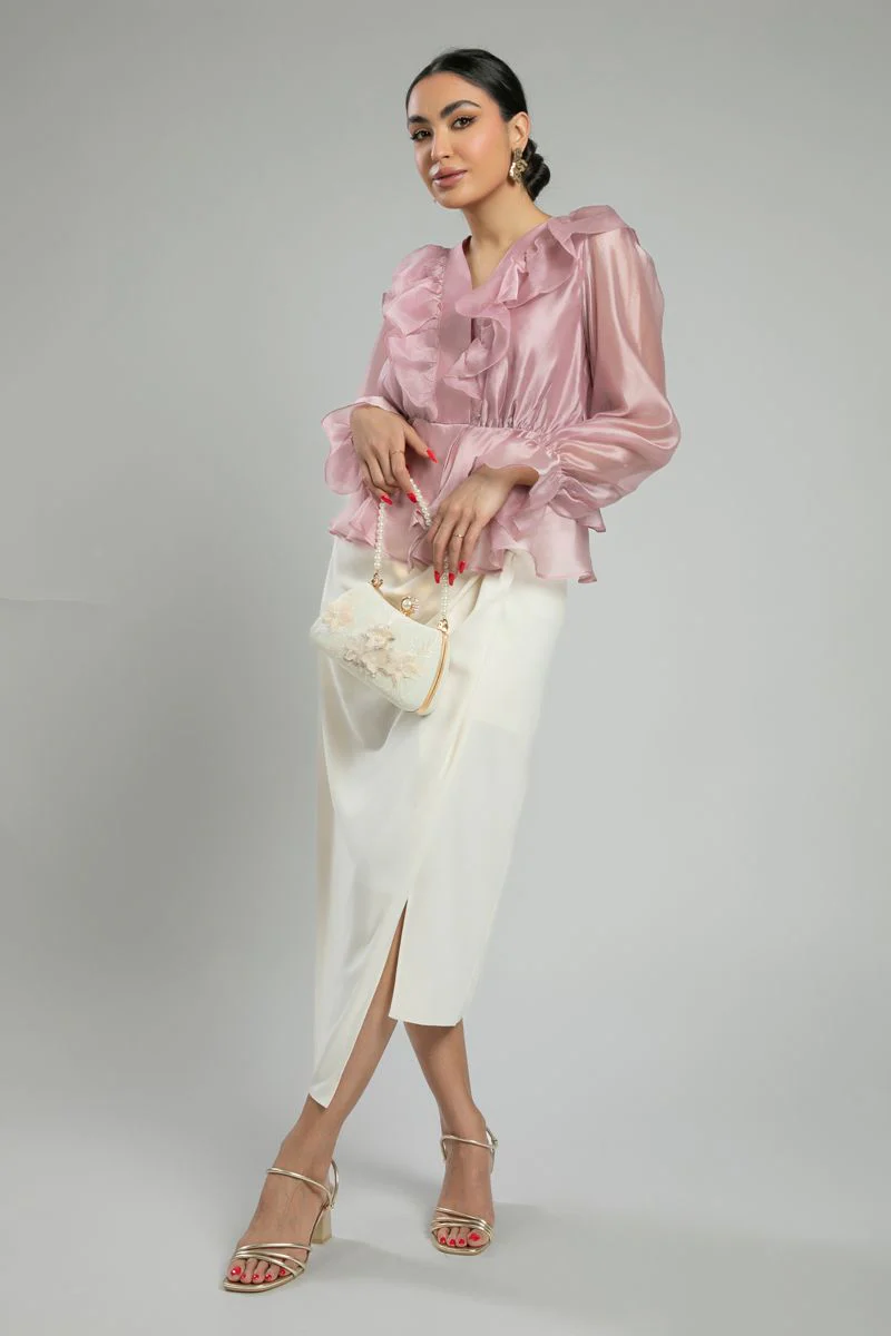 Mid-length skirt with front knot detail